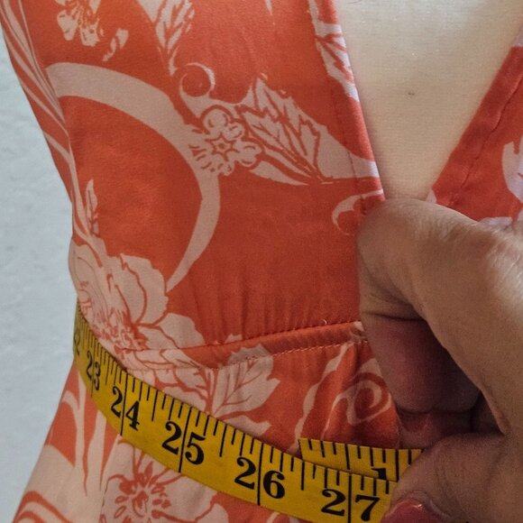 Free People Ashley Coral & White Floral Halter Dress Size 2 Spring Boho Maxi - Picture 14 of 16